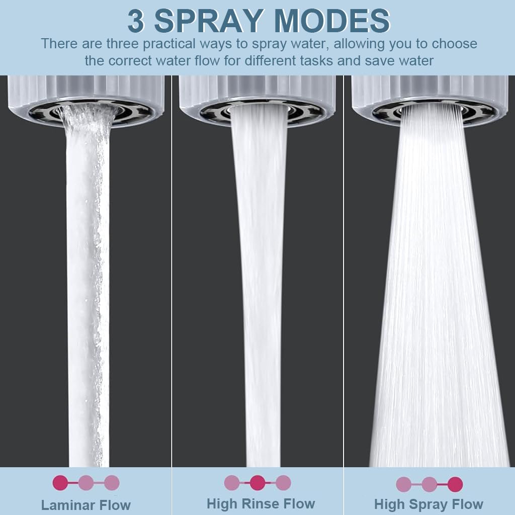 HASTHIP Faucet Extender for Taps, 3 Flow Mode Faucet Aerator 360° Swivel Faucet Extension Kitchen Sink Faucet Sprayer Attachment with 55/64 inch Female Thread, Included 15/16 inch Male Faucet Adapter HASTHIP Faucet Extender for Taps, 3 Flow Mode Faucet Aerator 360° Swivel Faucet Extension Kitchen Sink Faucet Sprayer Attachment with 55/64 inch Female Thread, Included 15/16 inch Male Faucet Adapter